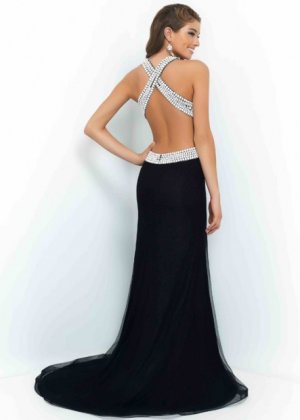 Sexy 2015 Turquoise White Halter Beaded Open Back Prom Dress_1.jpg