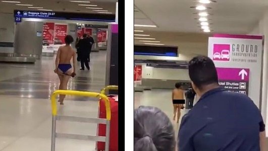 Video/ Gruaja i heq të gjitha dhe del nudo në aeroport